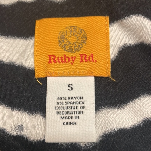 Small Ruby Road black white ballet neck striped printed tie dyed blouse dress - Picture 10 of 14